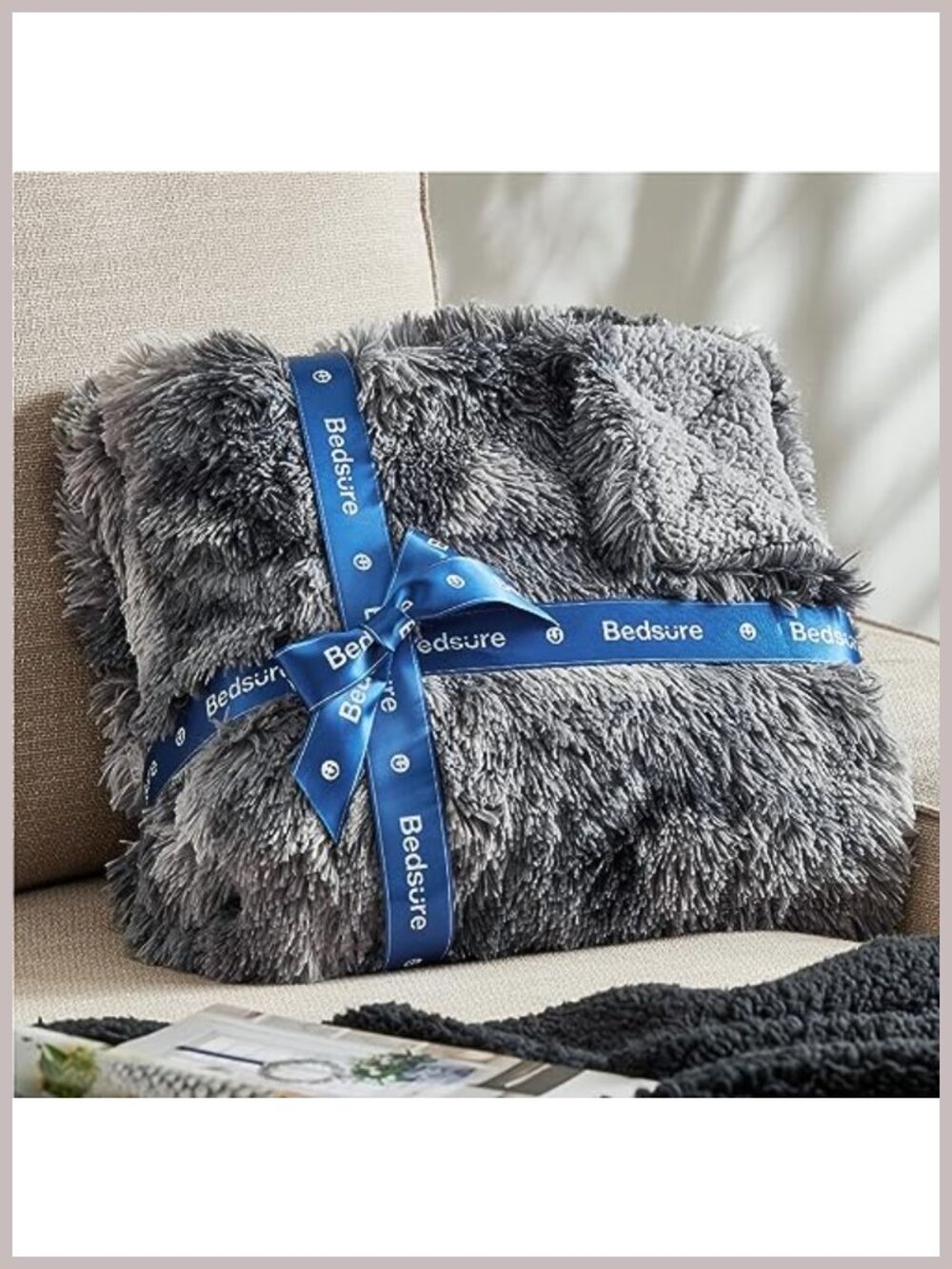 Faux Fur Sherpa Fleece King Size Warm Blanket for Bed - Picture 5 of 6